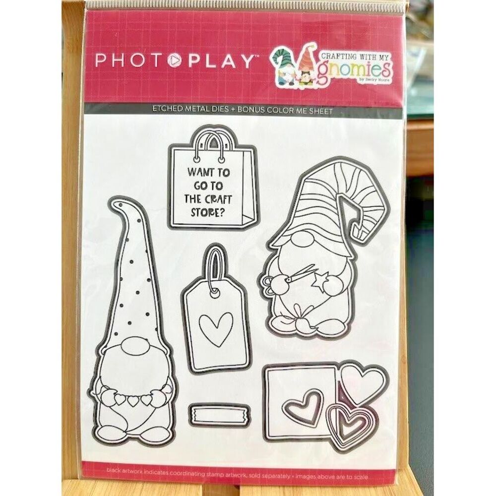 PHOTOPLAY Crafting with My Gnomies Etched Dies Set Valentine Gnome Heart Dies